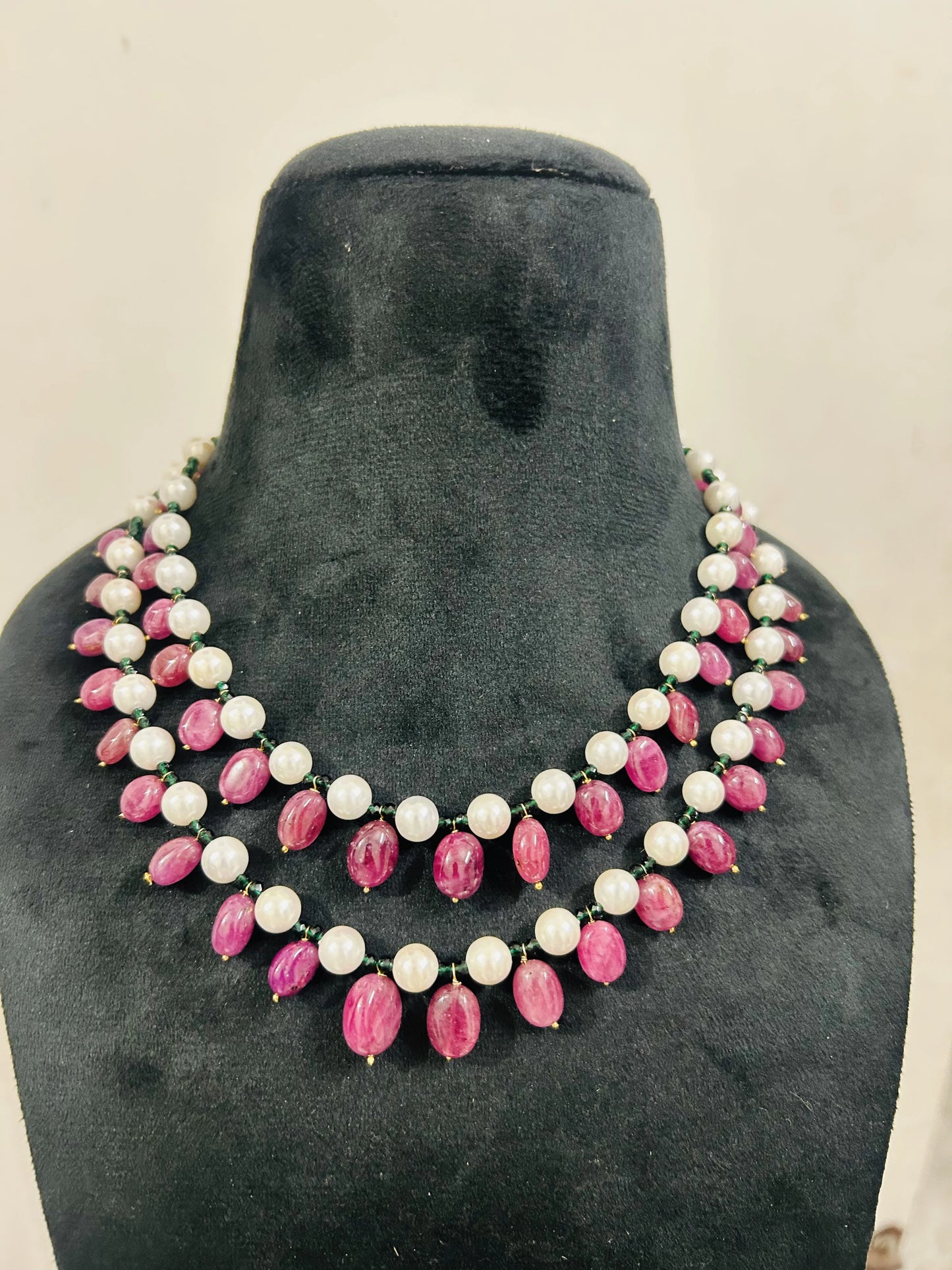 SWAROSKI BEADS TWO LAYER NECKLACE