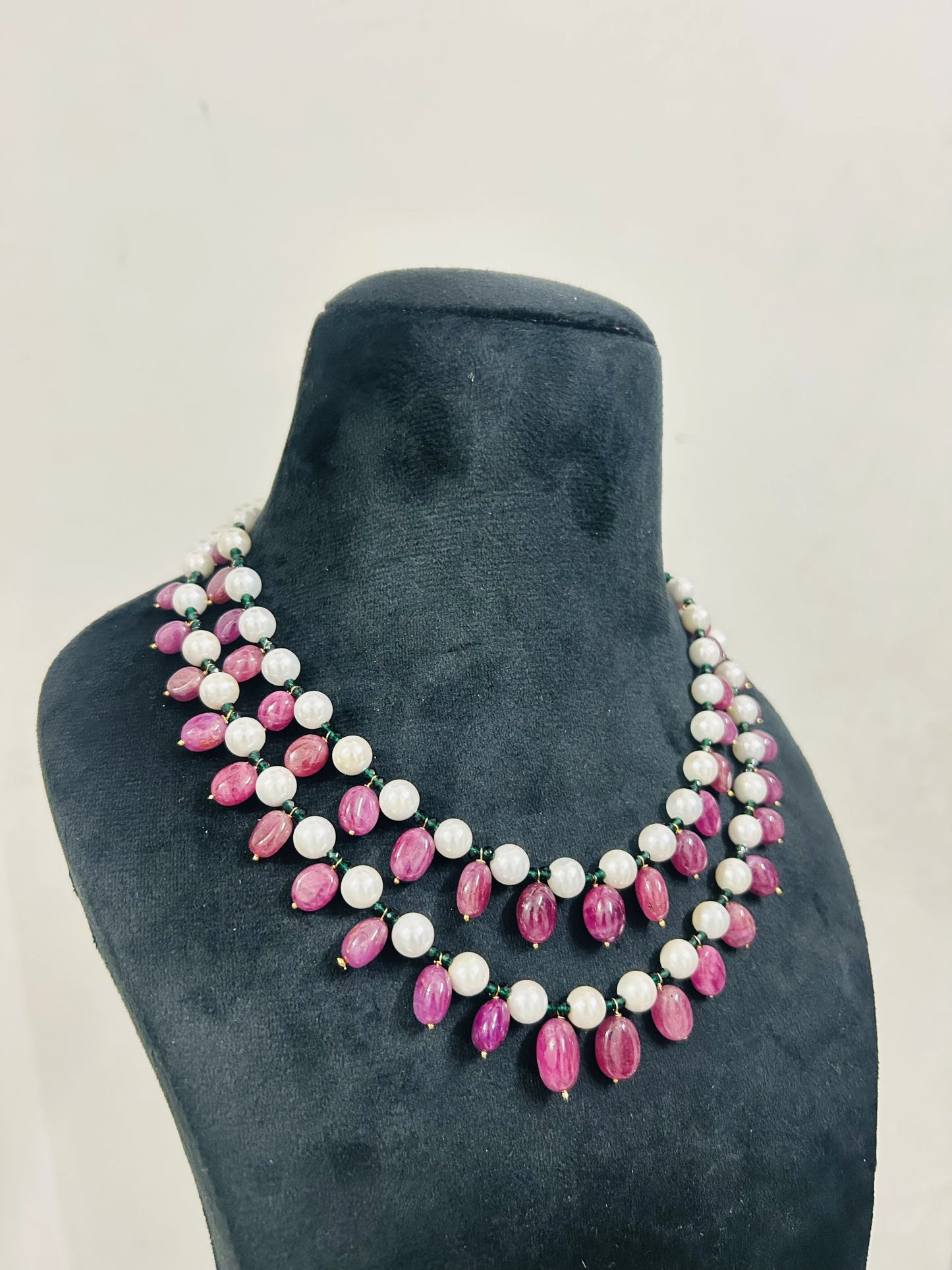 SWAROSKI BEADS TWO LAYER NECKLACE